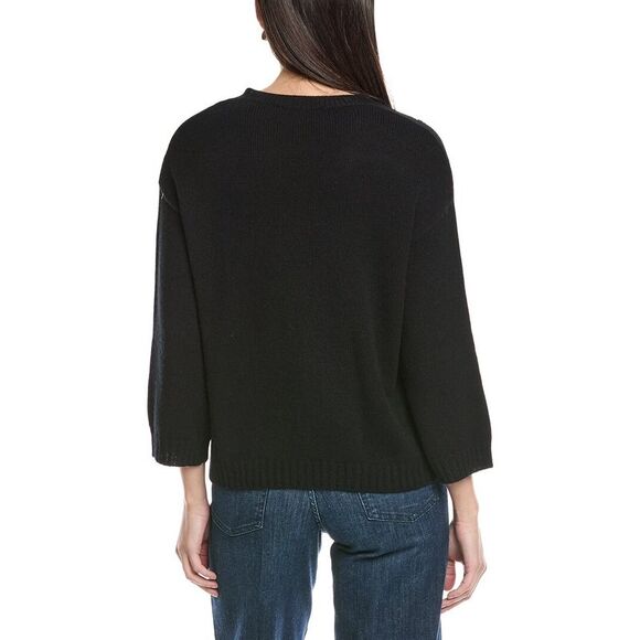 Valentino Womens  Sequin Cashmere Sweater, Black - Picture 2 of 3